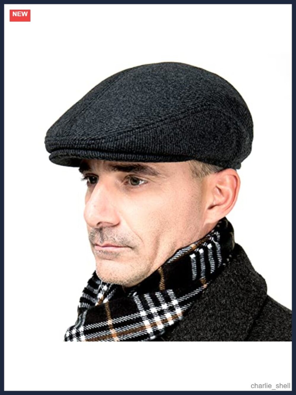 Men's Winter Wool Newsboy Cap Earflap Flat Hat